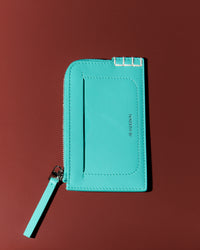 LEATHER LOAFER ZIP WALLET IN TURQUOISE