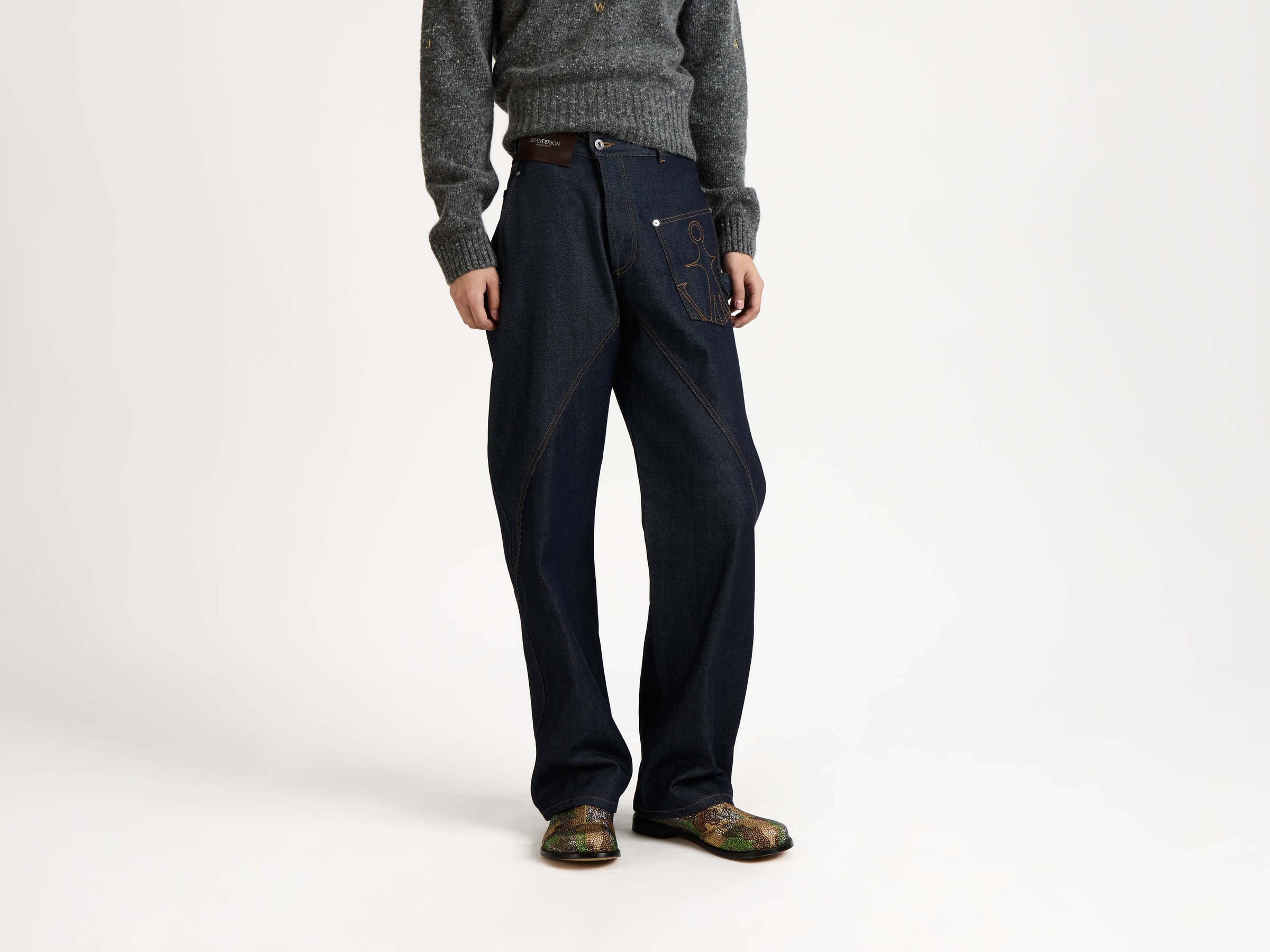 twisted workwear jeans indigo Model Front 1