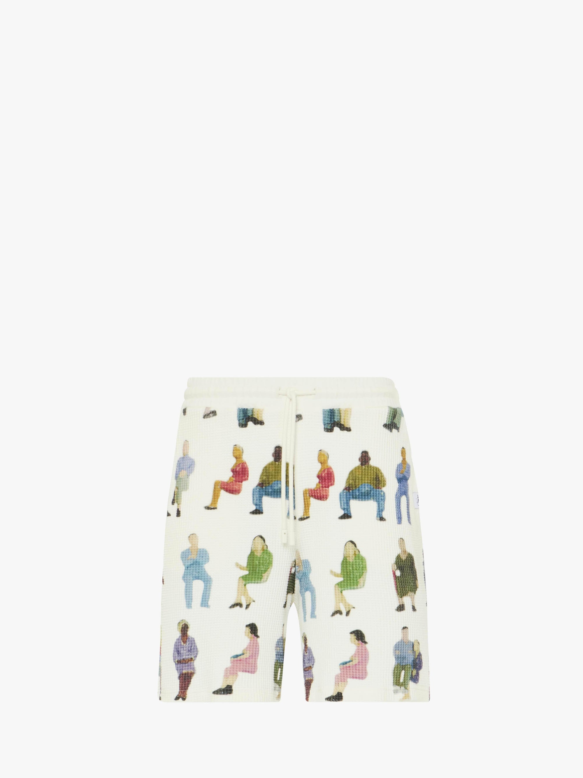 SHORTS A PUNTO WAFFLE CON STAMPA