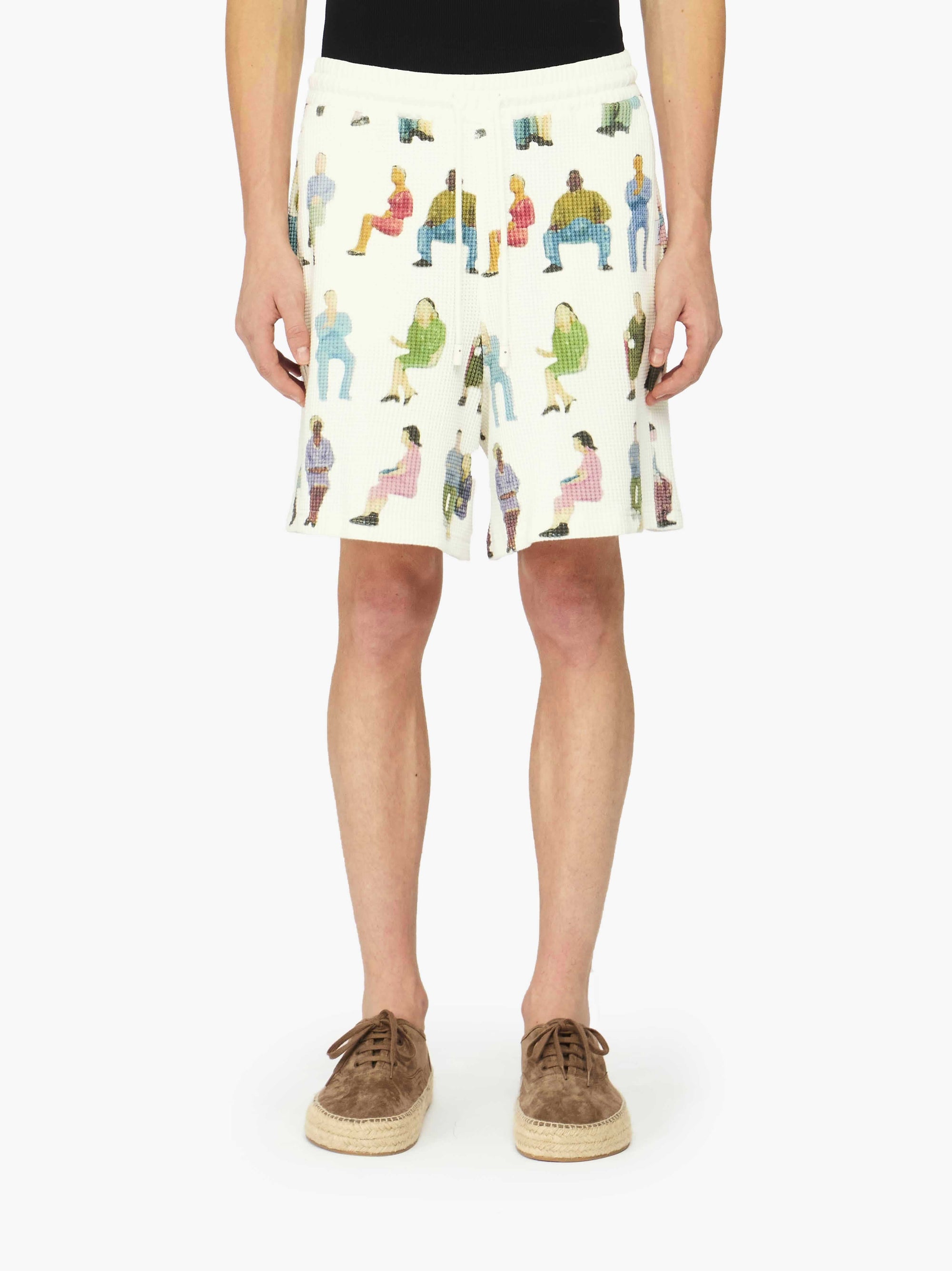 SHORTS A PUNTO WAFFLE CON STAMPA