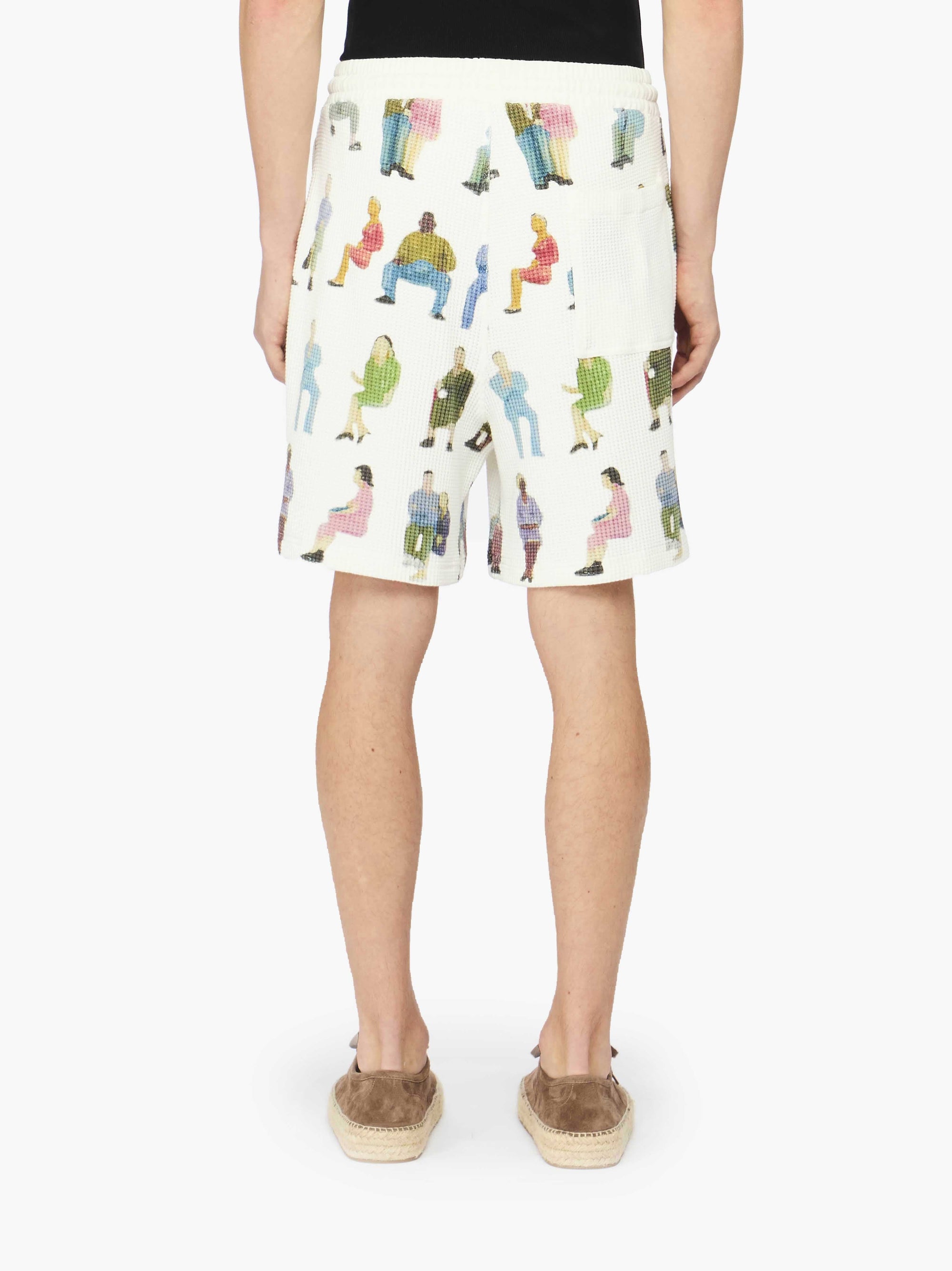SHORTS A PUNTO WAFFLE CON STAMPA