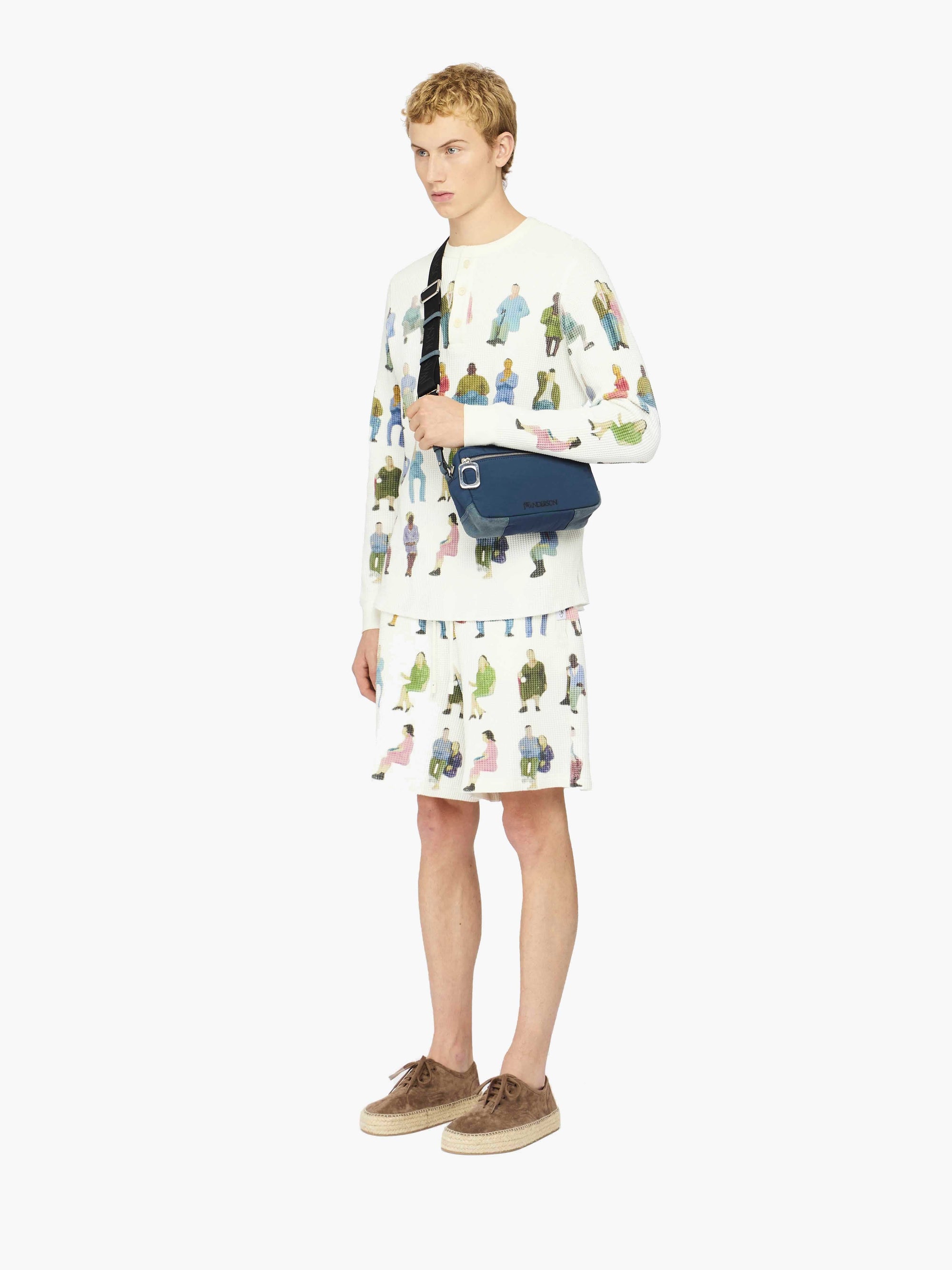 SHORTS A PUNTO WAFFLE CON STAMPA