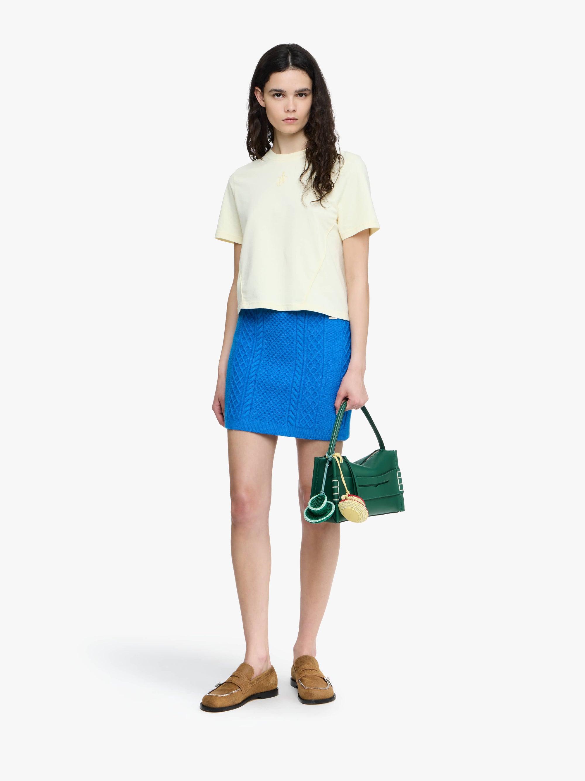PANELLED CROPPED T-SHIRT WITH ANCHOR EMBROIDERY