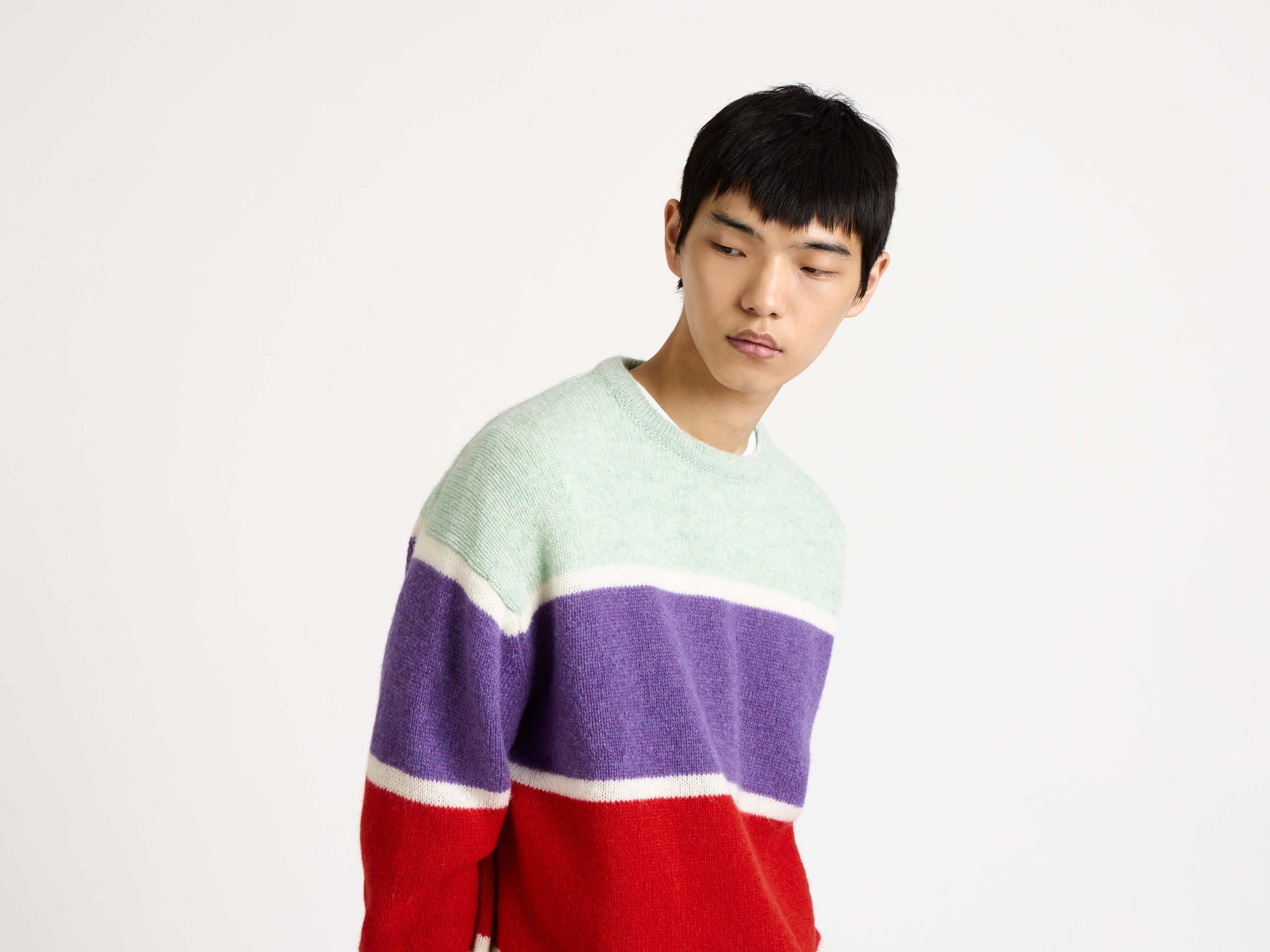 stripe crew neck jumper mint 1 Model Detail 1