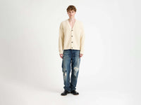 v neck cardigan ivory Model Front 1
