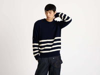 buttoned sleeve breton jumper navy Model Detail 1