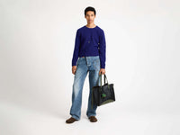 MENS SLEEVE EMBROIDERED CREW NECK JUMPER IN VIOLET