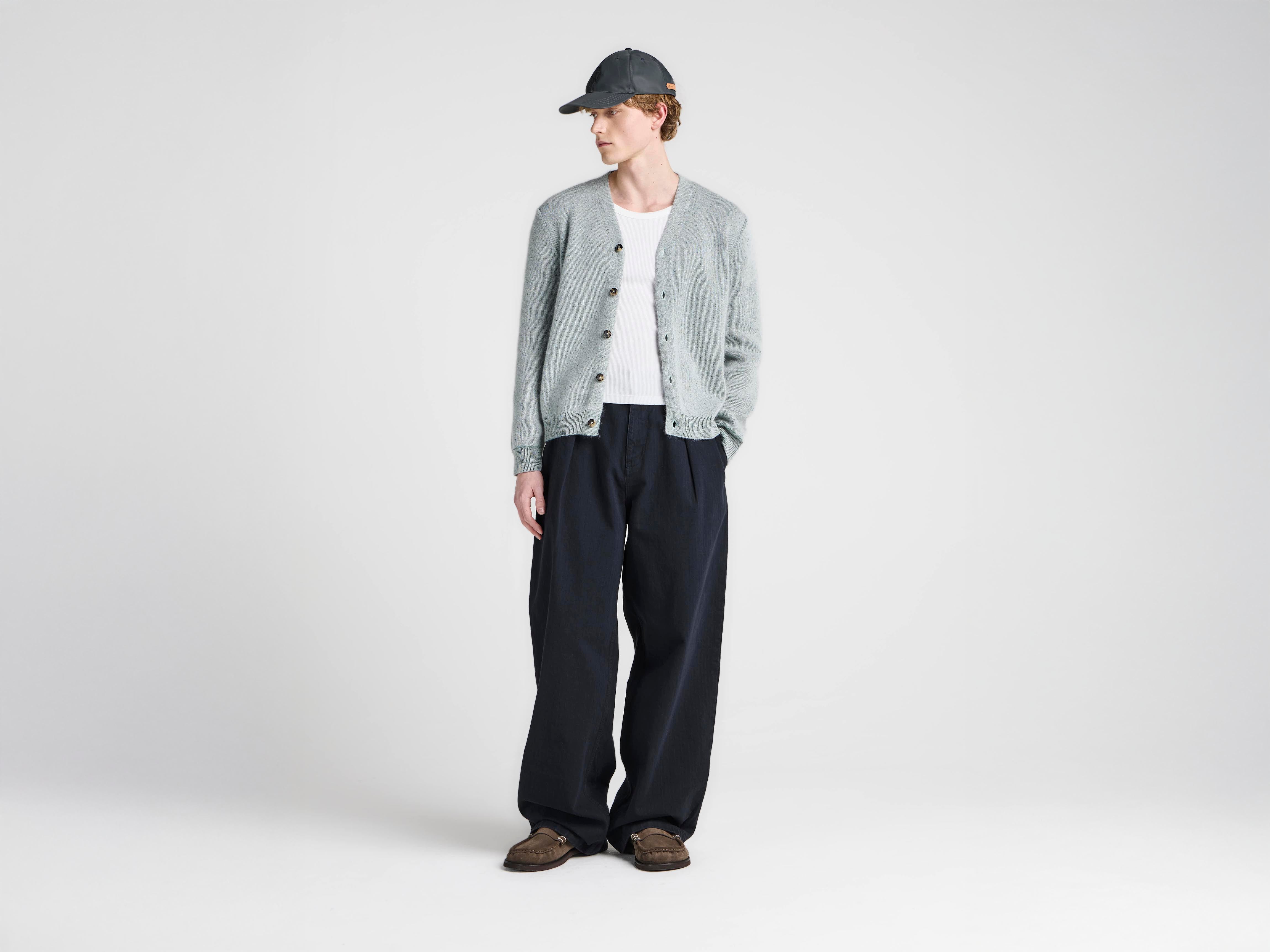 MENS KNITTED MOHAIR CARDIGAN IN LIGHT GREY in LIGHT GREY