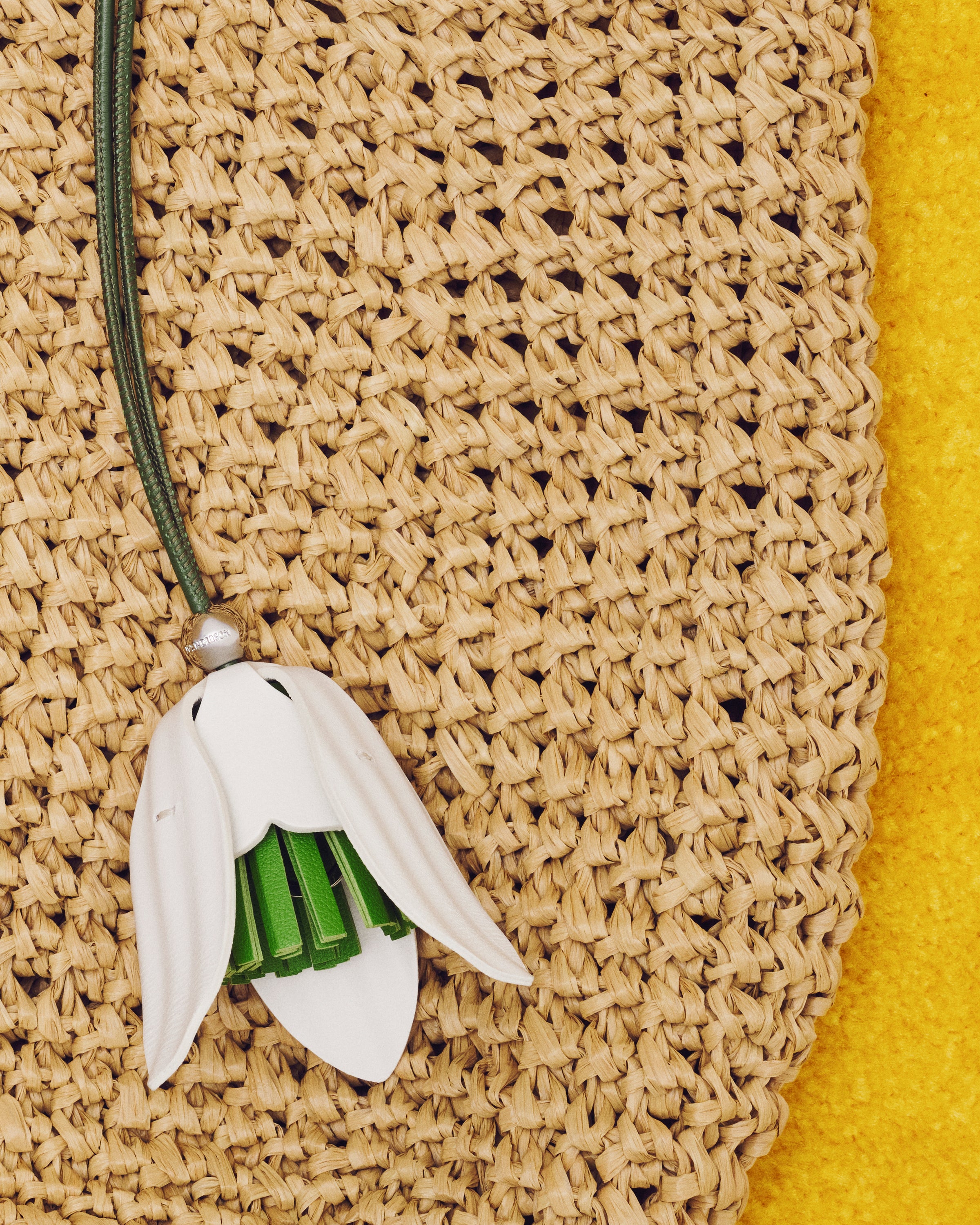 LEATHER SNOWDROP CHARM IN WHITE & GREEN