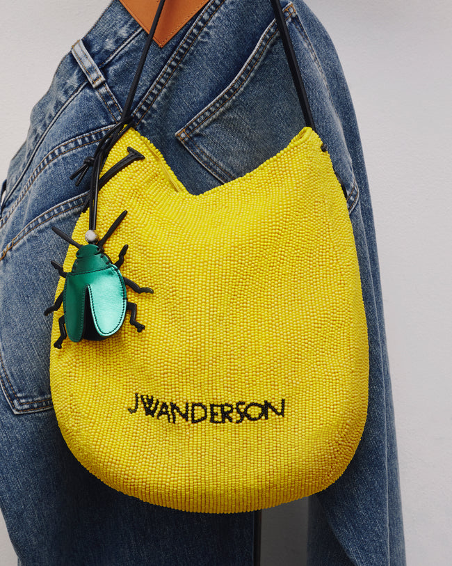 SMALL BEADED BULB BAG IN YELLOW