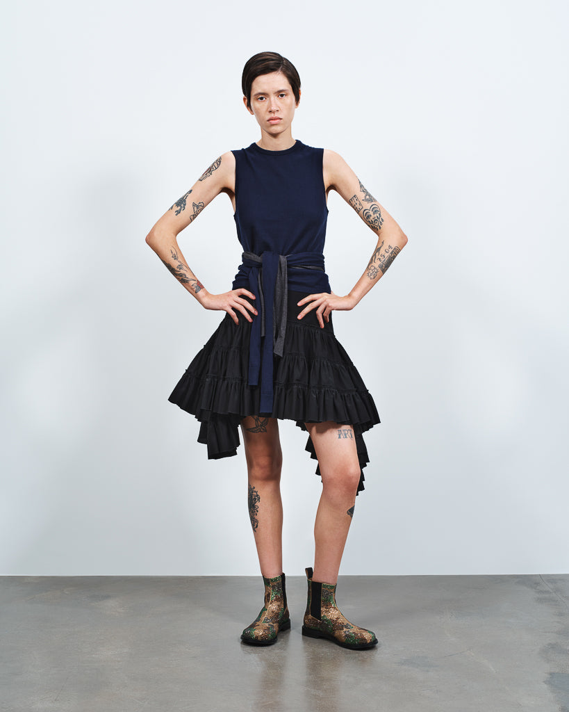 waist tie tank top navy Lookbook 7