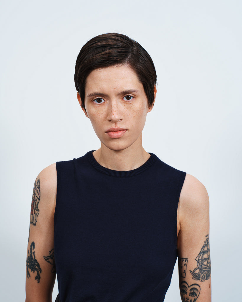 waist tie tank top navy Lookbook 2