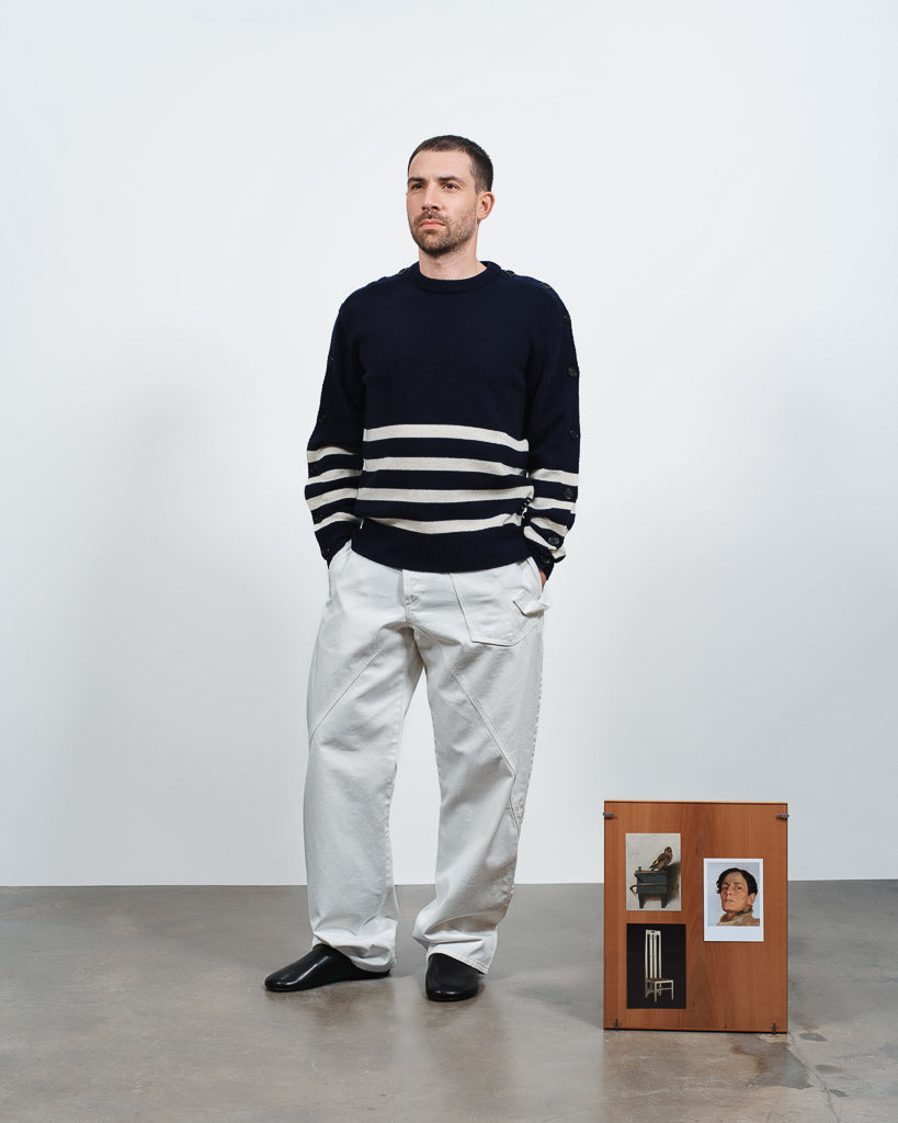 buttoned sleeve breton jumper navy Lookbook 2