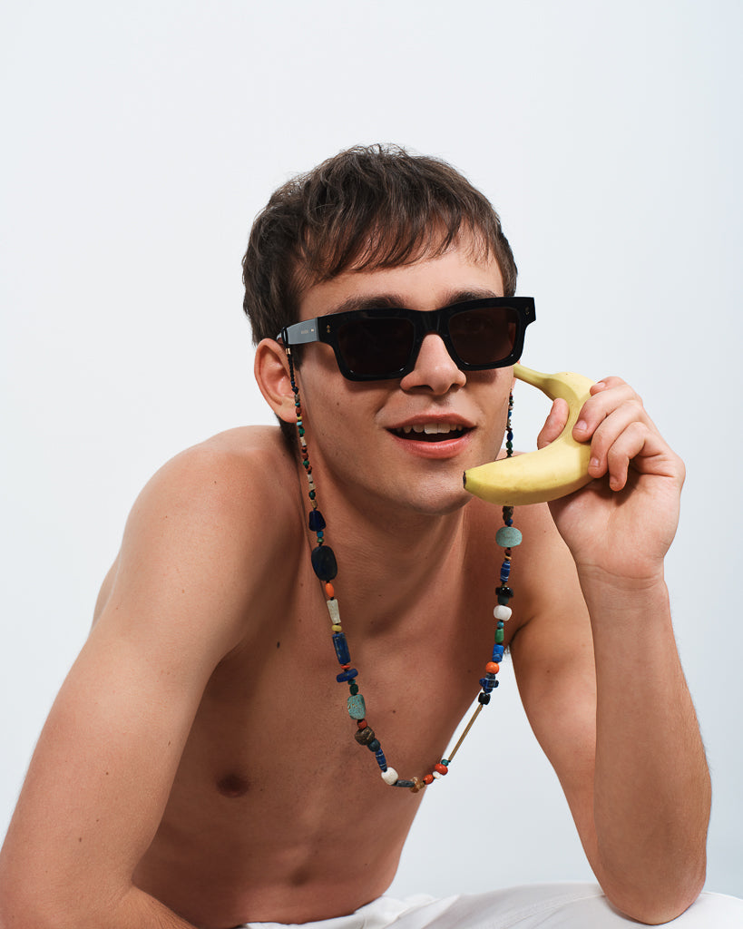 ANCIENT-STONE BEADED SUNGLASSES CHAIN STRAP IN MULTI-COLOUR