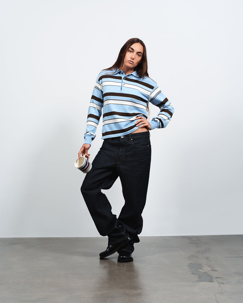 knitted rugby polo misty blue 1 Lookbook 2