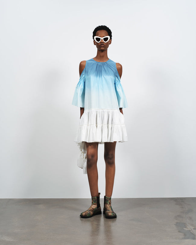 dip dye ruffle dress white blue Lookbook 1