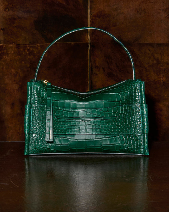 LOAFER BAG IN PINE GREEN ALLIGATOR LEATHER