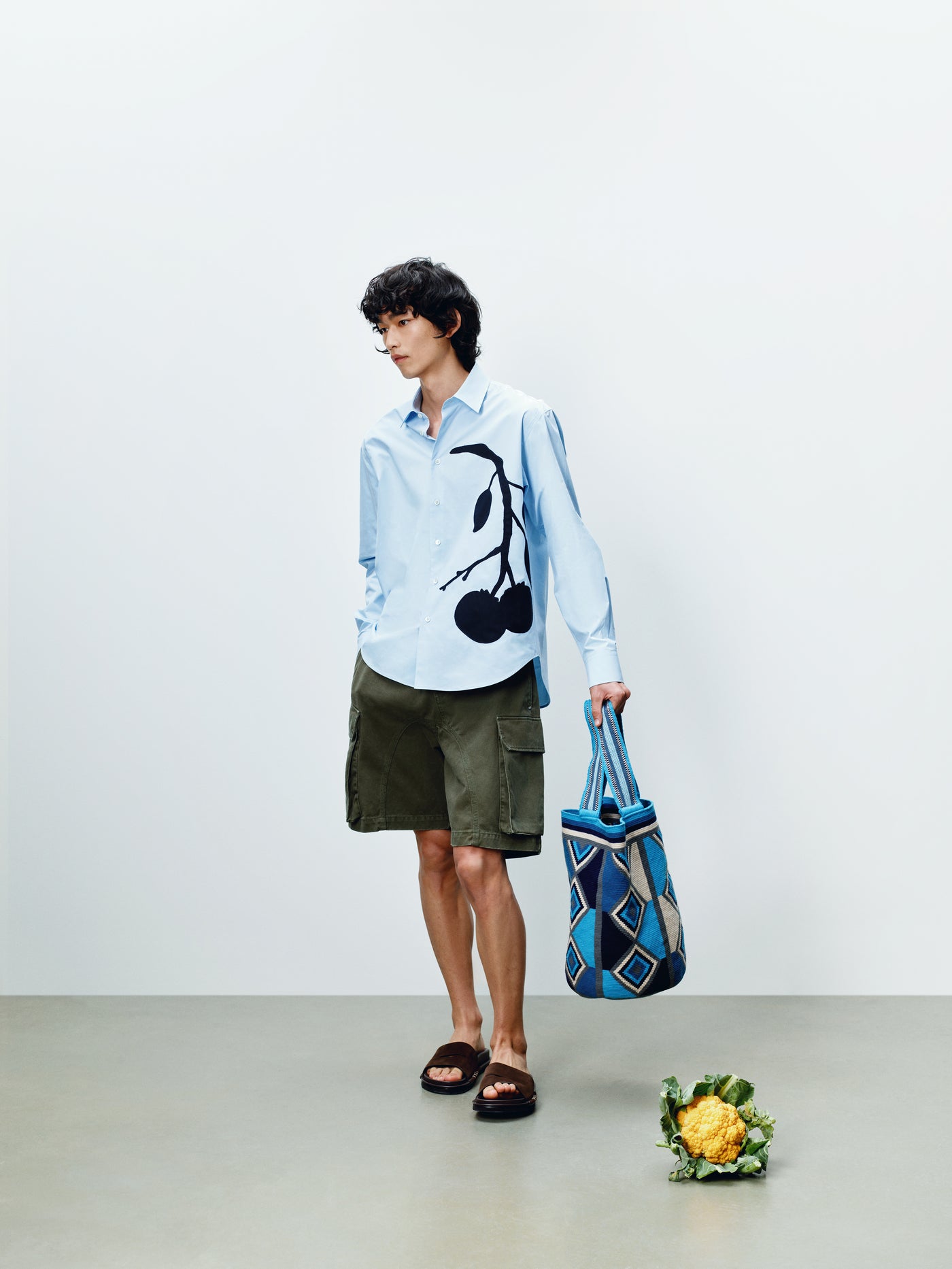 MENS PERSIMMON APPLIQUE SHIRT IN PALE BLUE