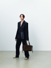 WOMENS TAILORED JACKET WITH WRAP DRAPE IN BLACK
