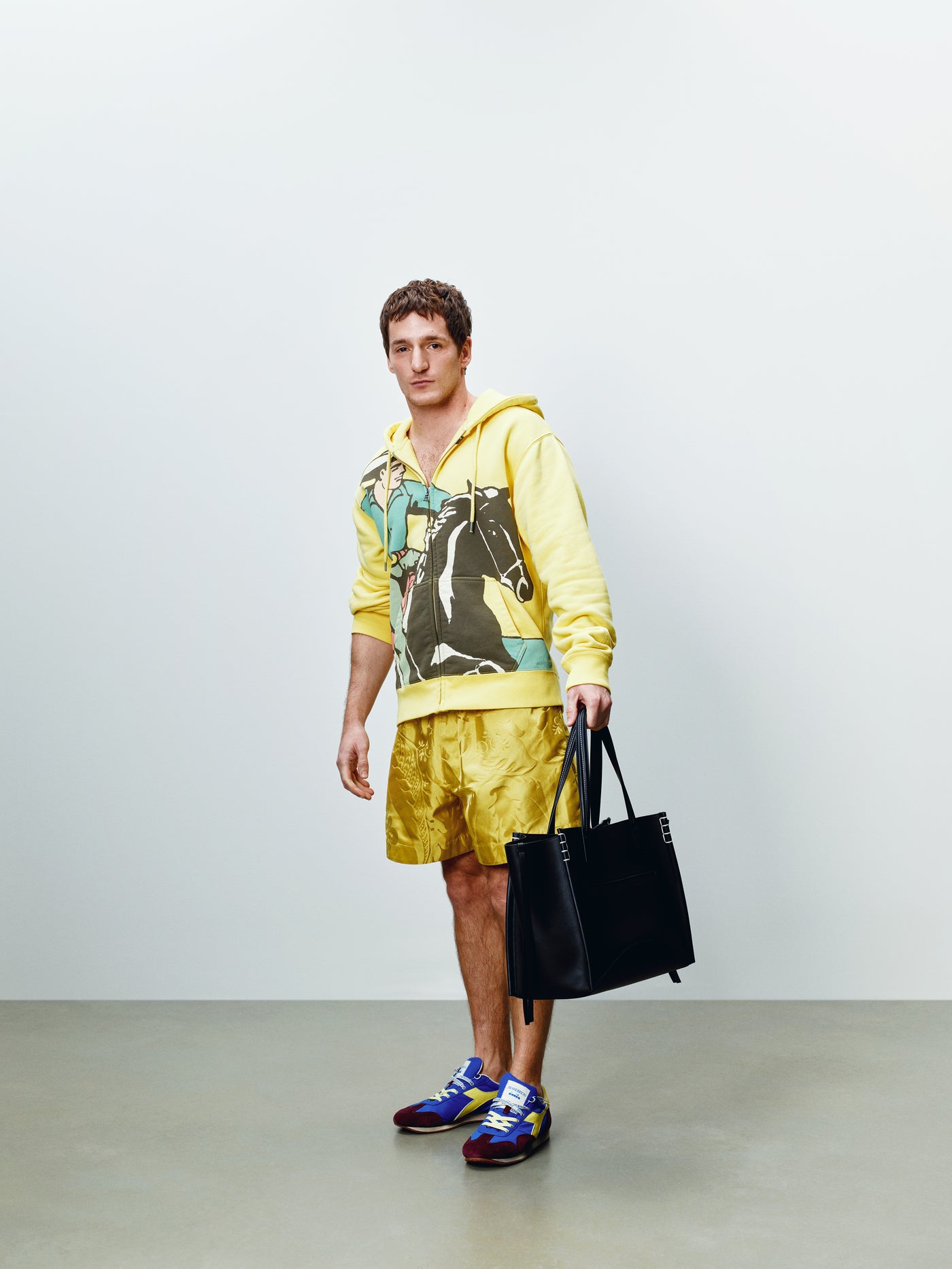 MENS COWBOY FRONT ZIP HOODIE IN LEMON