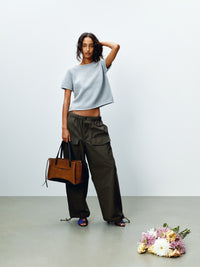 WOMENS PARACHUTE TRACK PANTS IN MILITARY GREEN