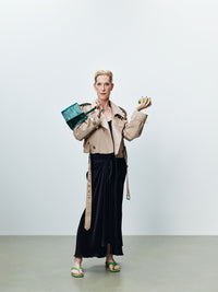 WOMENS CROPPED TRENCH IN BEIGE