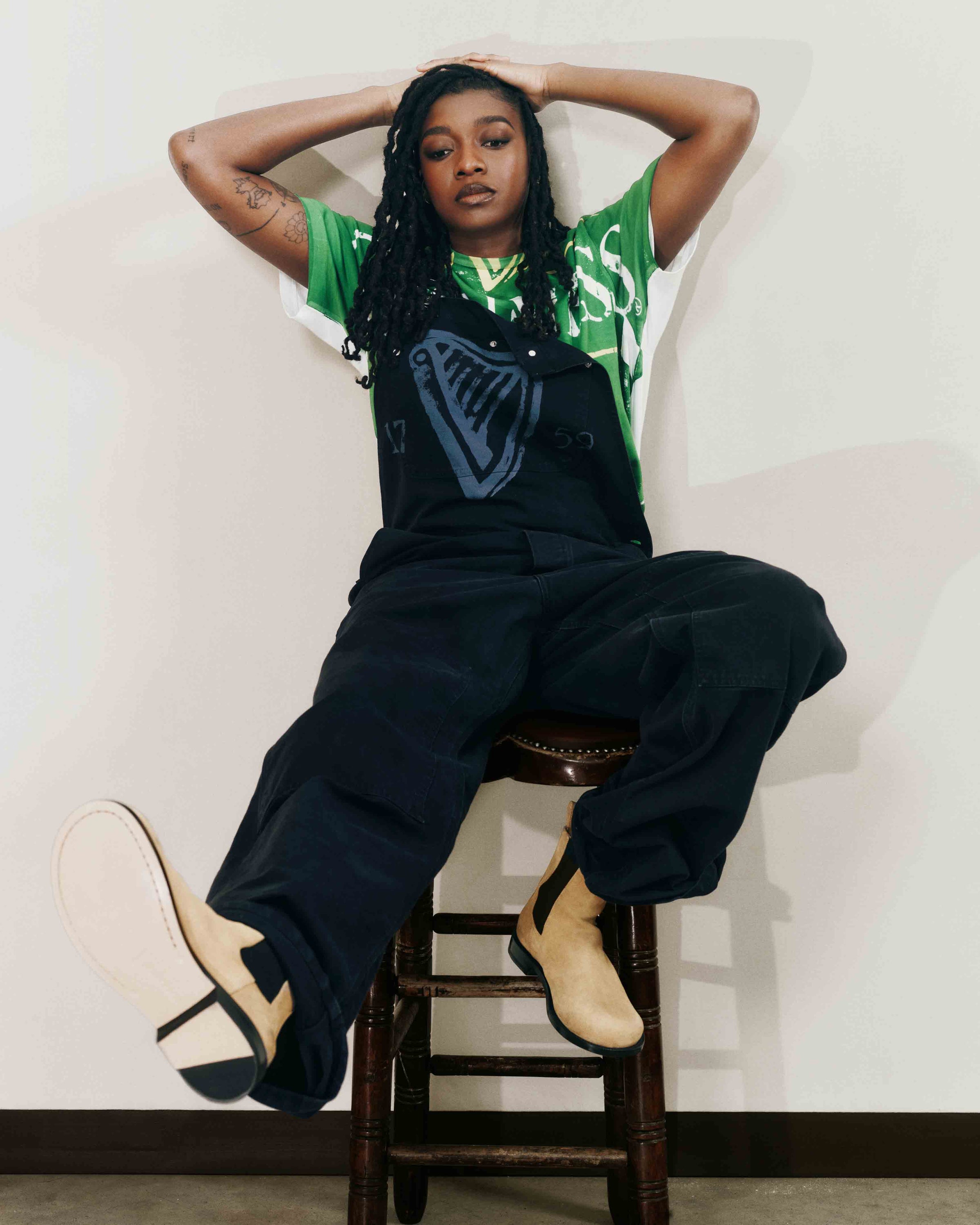 Unisex JW ANDERSON X GUINNESS COTTON WORKWEAR DUNGAREES IN INDIGO
