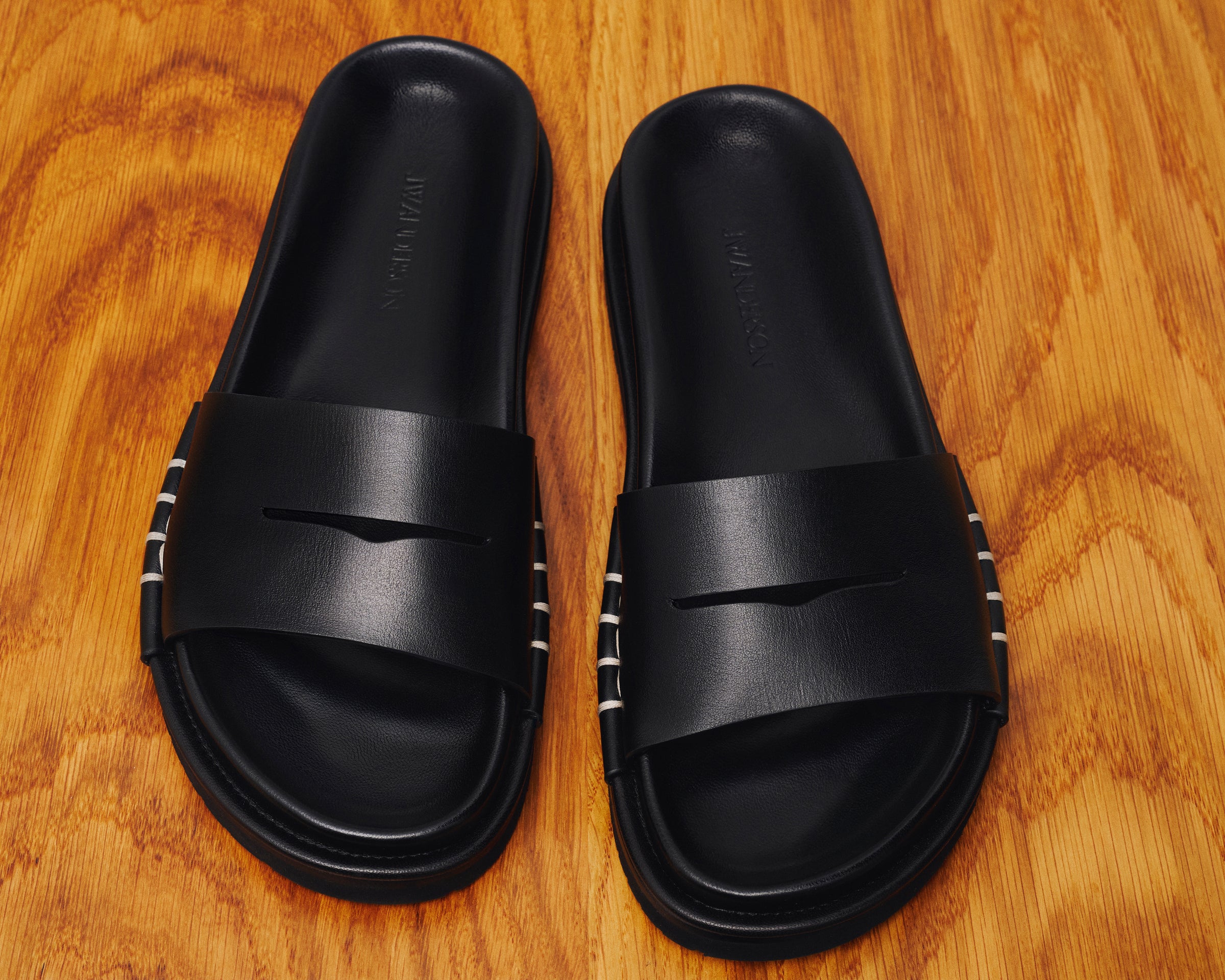 WOMENS FUSSBETT LOAFER LEATHER SLIDES IN BLACK
