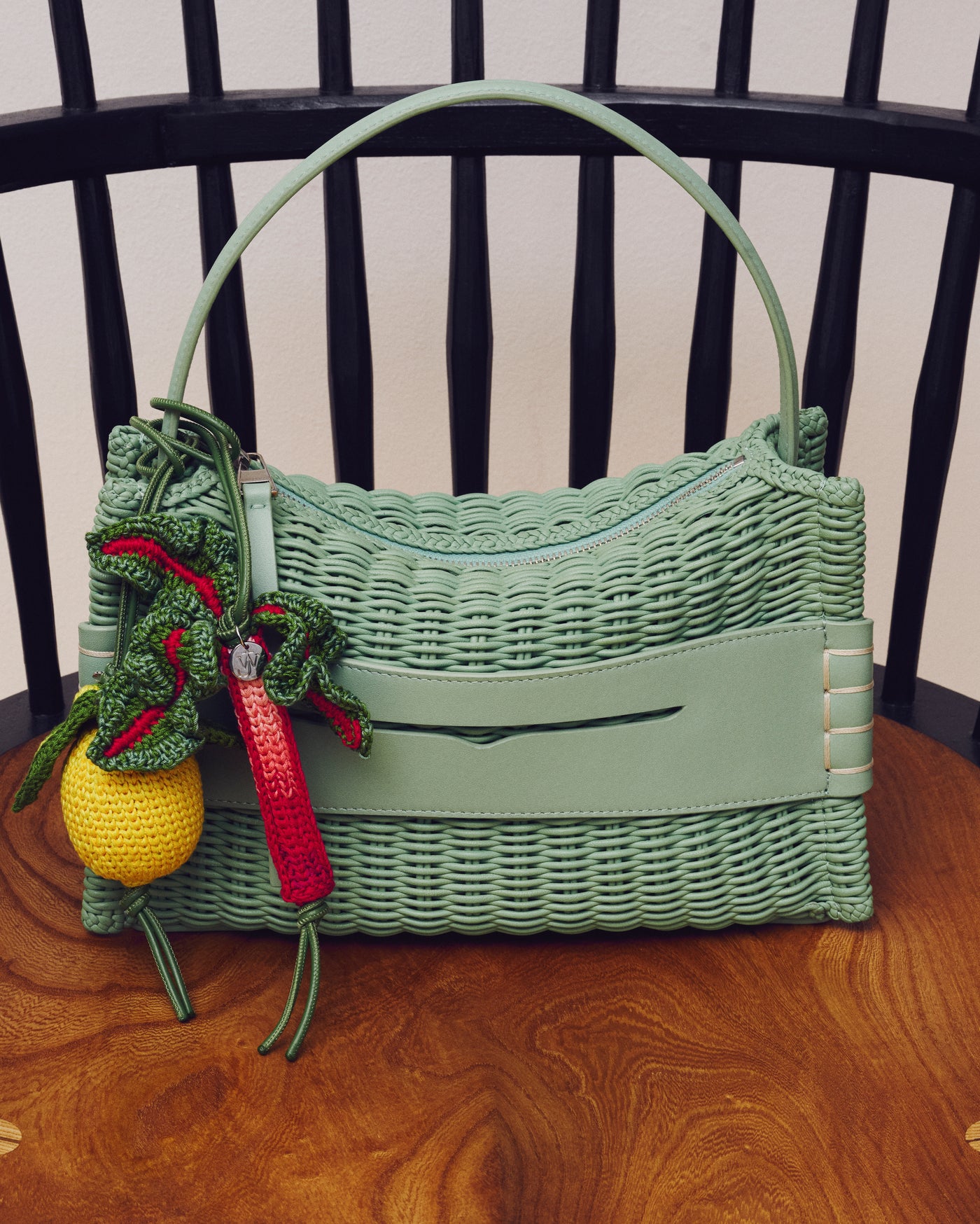 LOAFER BAG IN SAGE WOVEN LEATHER