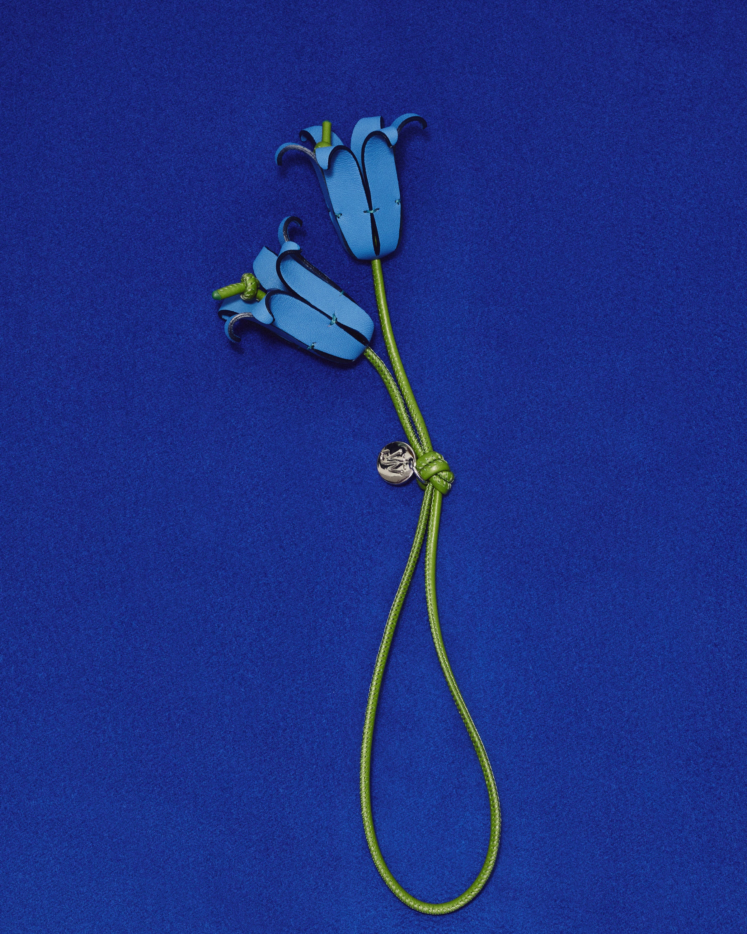 LEATHER BLUEBELL CHARM IN BLUE & GREEN