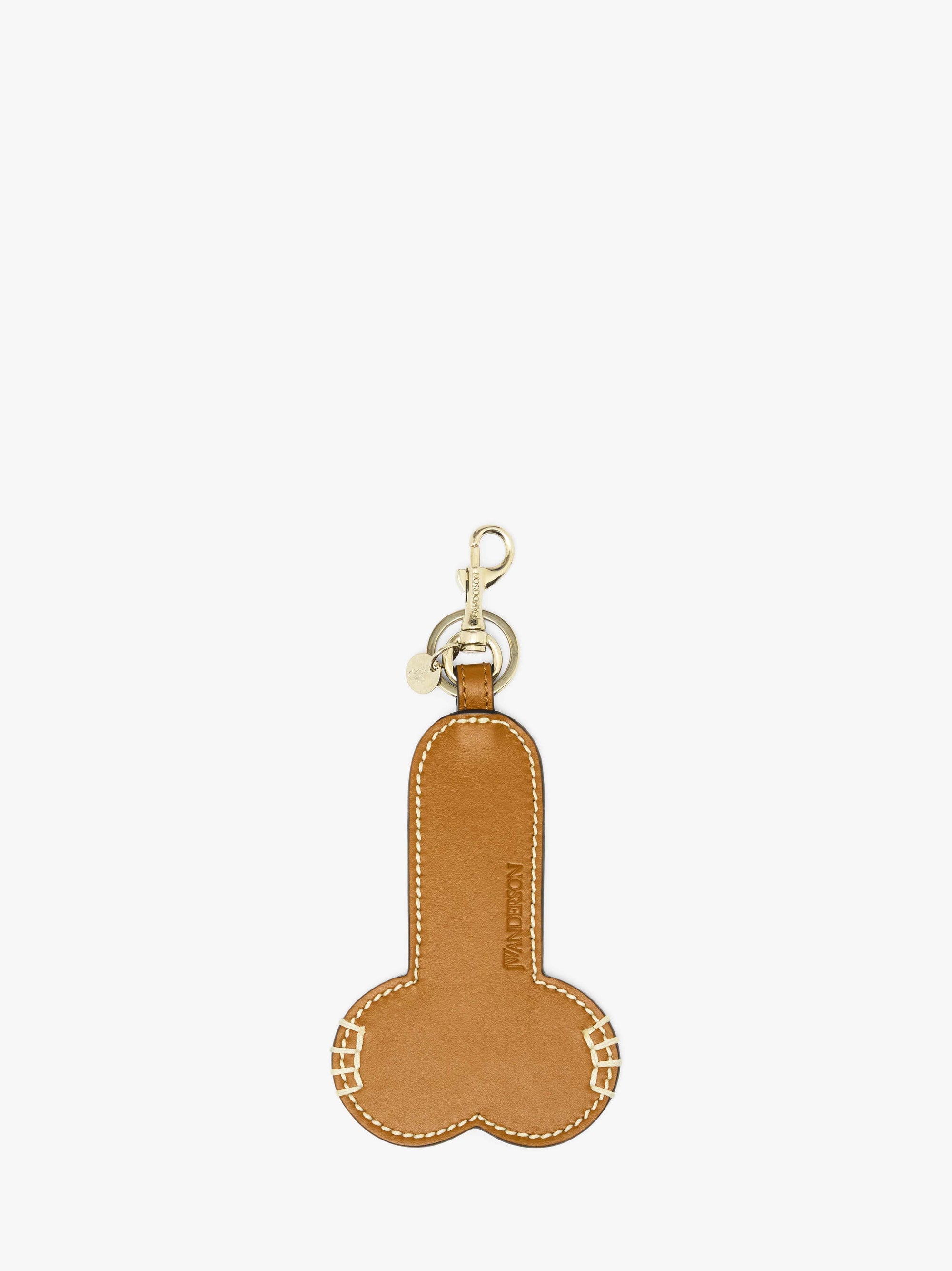 CONTRAST TOPSTITCH LEATHER PENIS KEYRING