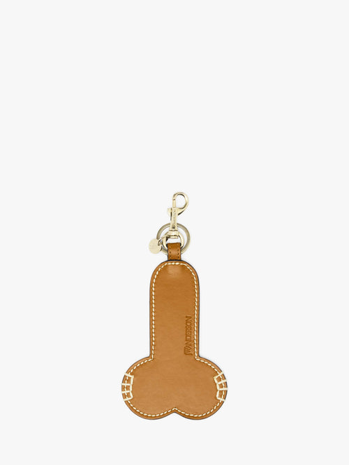 CONTRAST TOPSTITCH LEATHER PENIS KEYRING