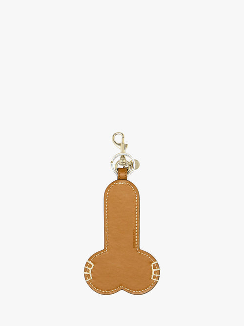 CONTRAST TOPSTITCH LEATHER PENIS KEYRING