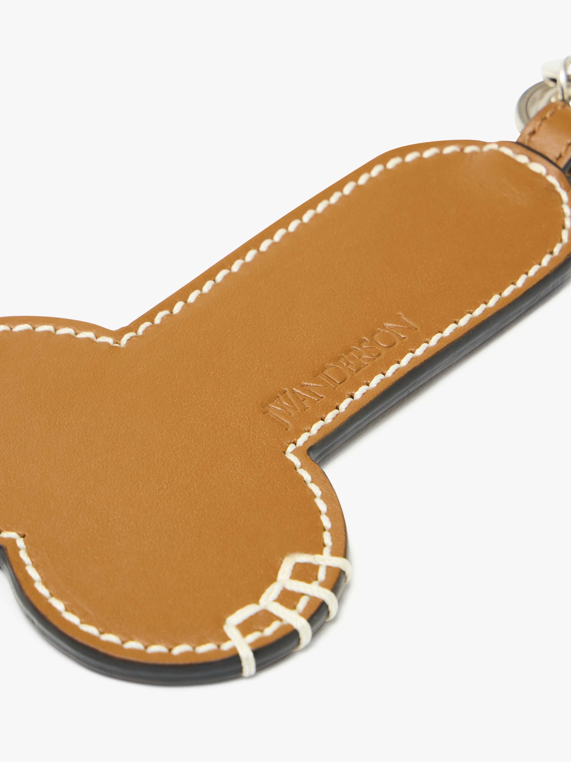 CONTRAST TOPSTITCH LEATHER PENIS KEYRING