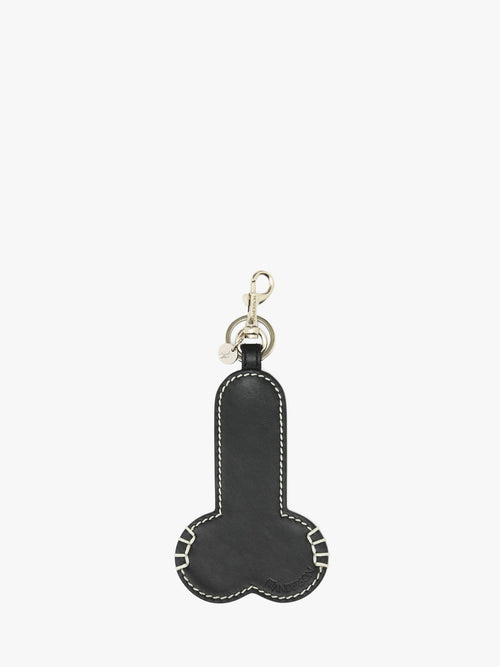 CONTRAST TOPSTITCH LEATHER PENIS KEYRING