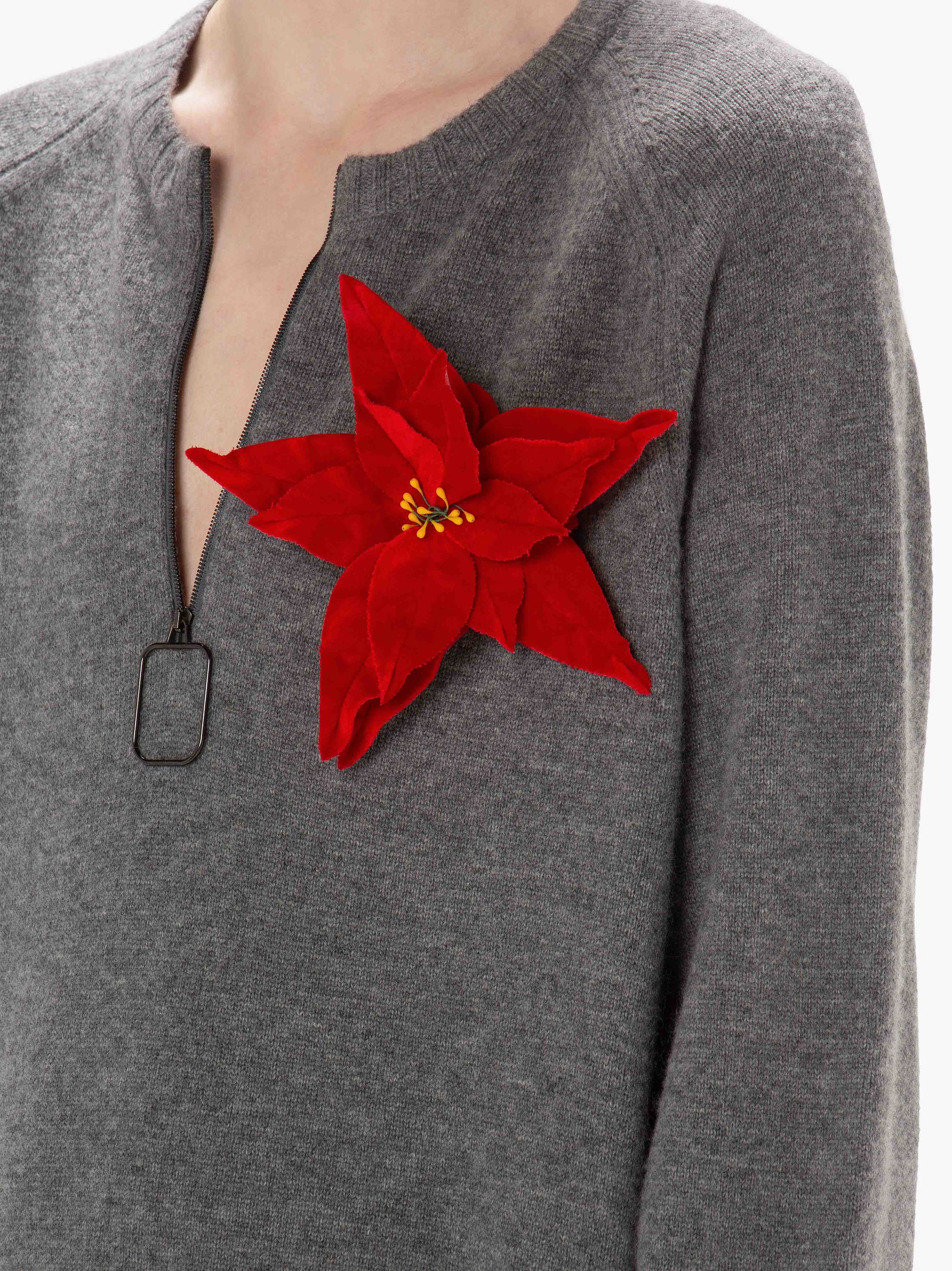 VELVET POINSETTIA BROOCH