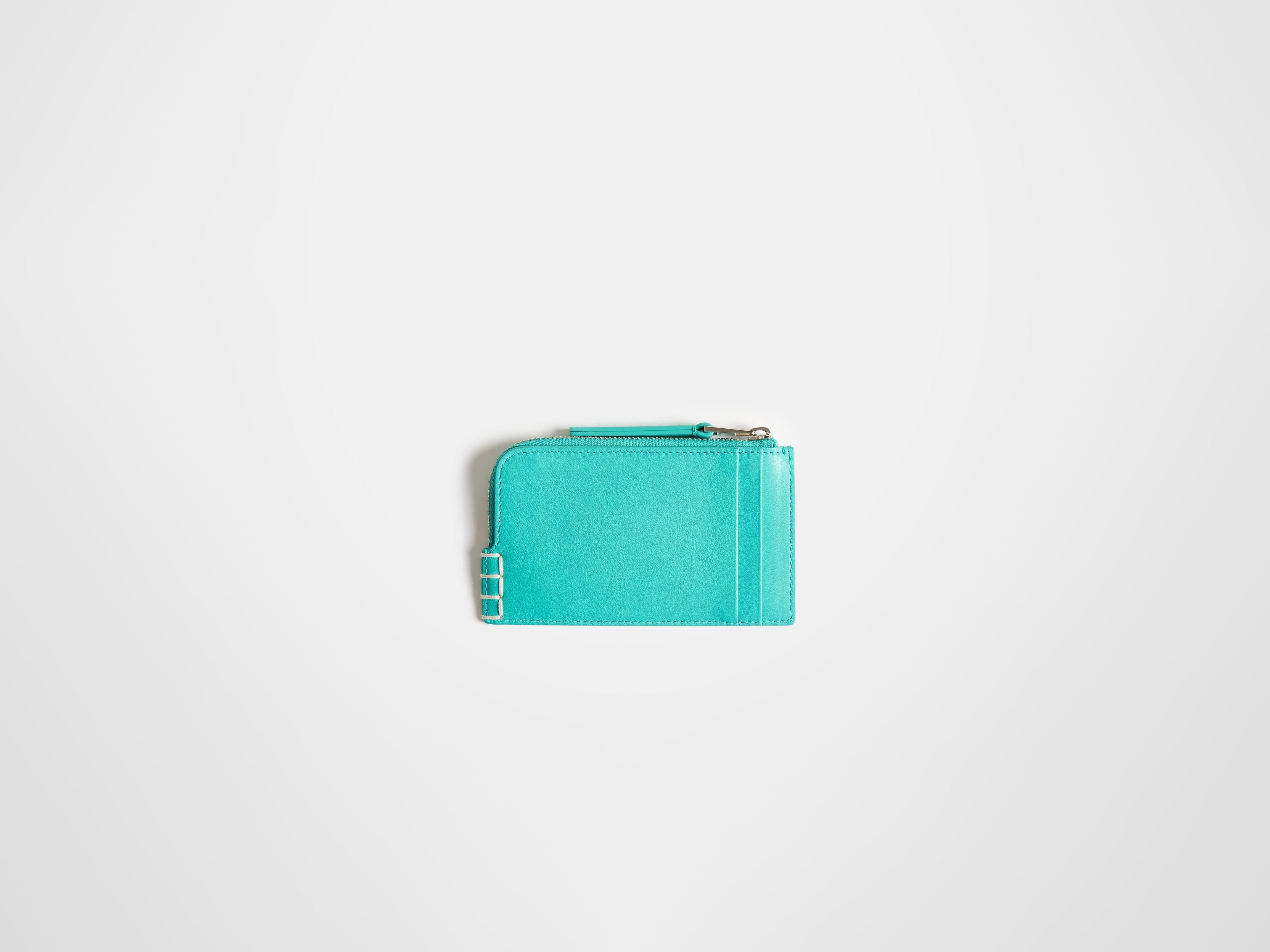 LEATHER LOAFER ZIP WALLET IN TURQUOISE in TURQUOISE
