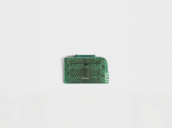 LEATHER LOAFER ZIP WALLET IN PINE GREEN