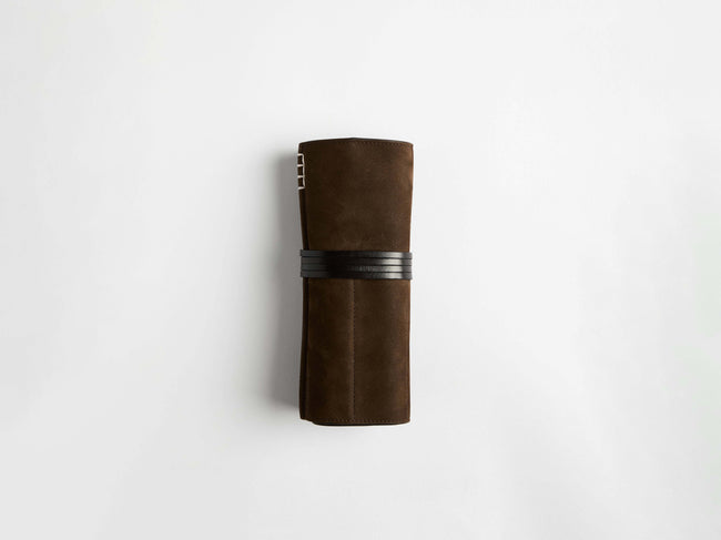 pen roll case dark brown Product Front 1