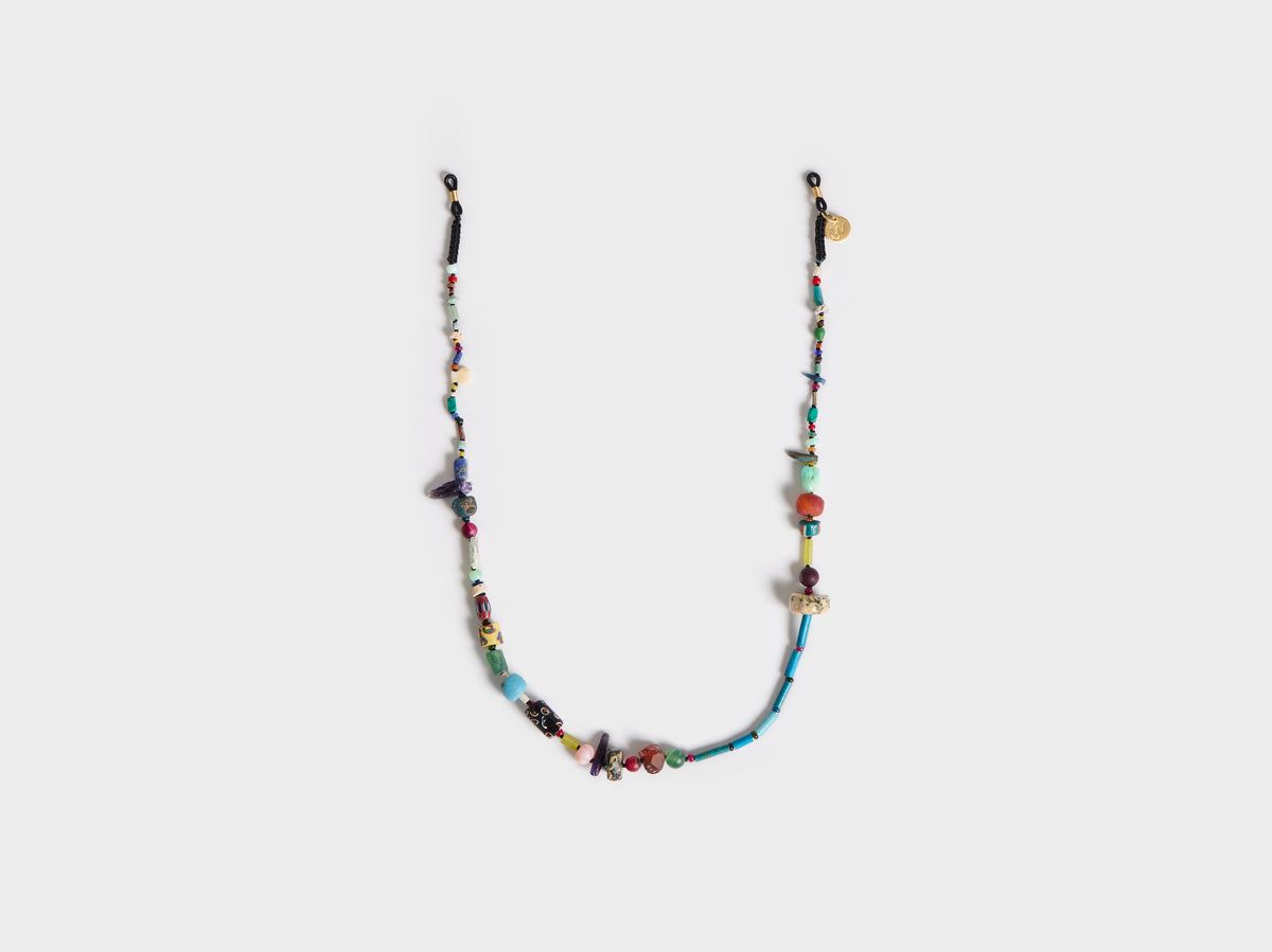 ANCIENT-STONE BEADED SUNGLASSES CHAIN STRAP IN MULTI-COLOUR