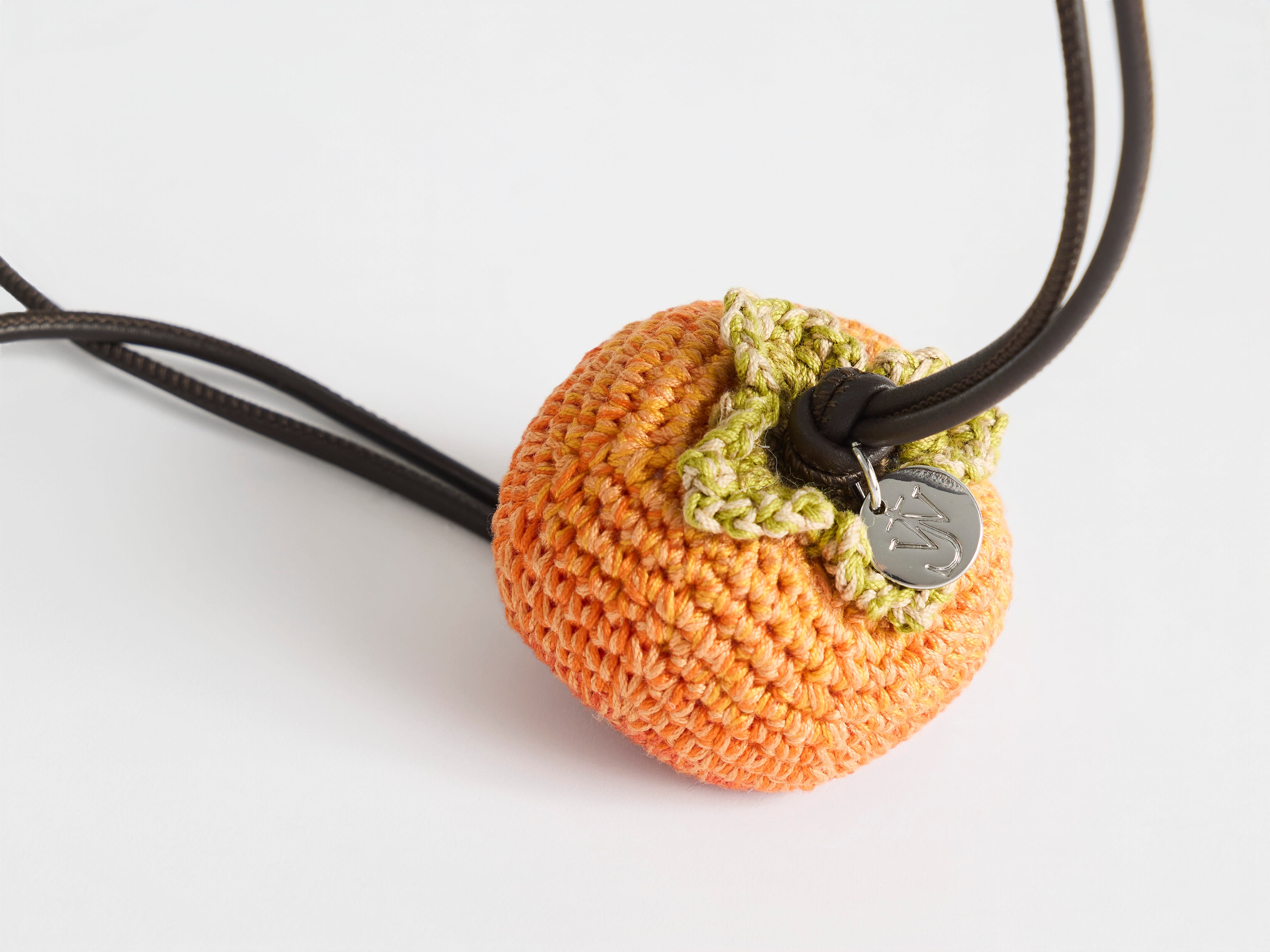 HAND-CROCHETED PERSIMMON CHARM in ORANGE/GREEN AC0454FA0531703O/S