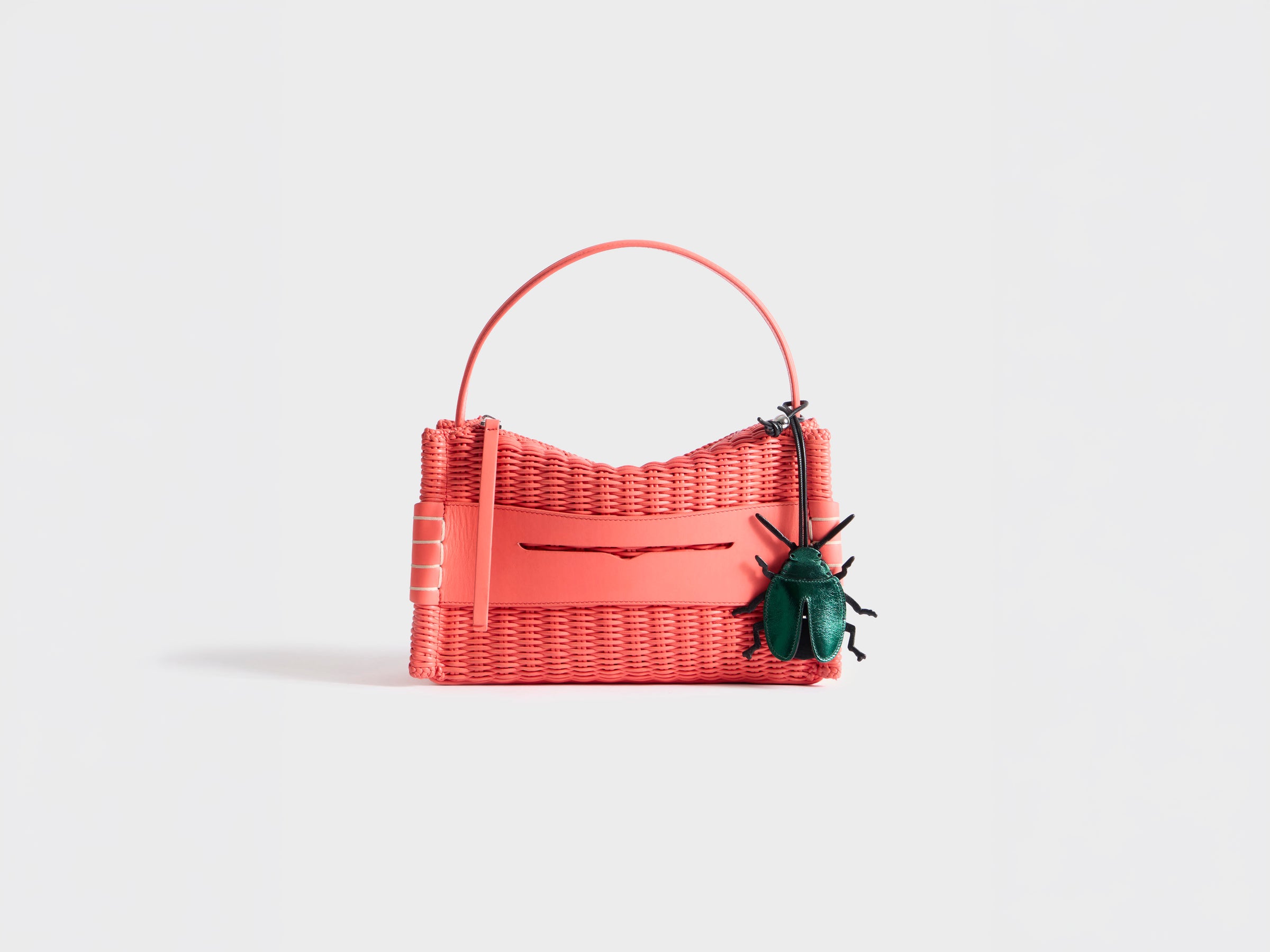 LEATHER BEETLE CHARM IN GREEN & BLACK