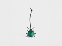 LEATHER BEETLE CHARM IN GREEN & BLACK