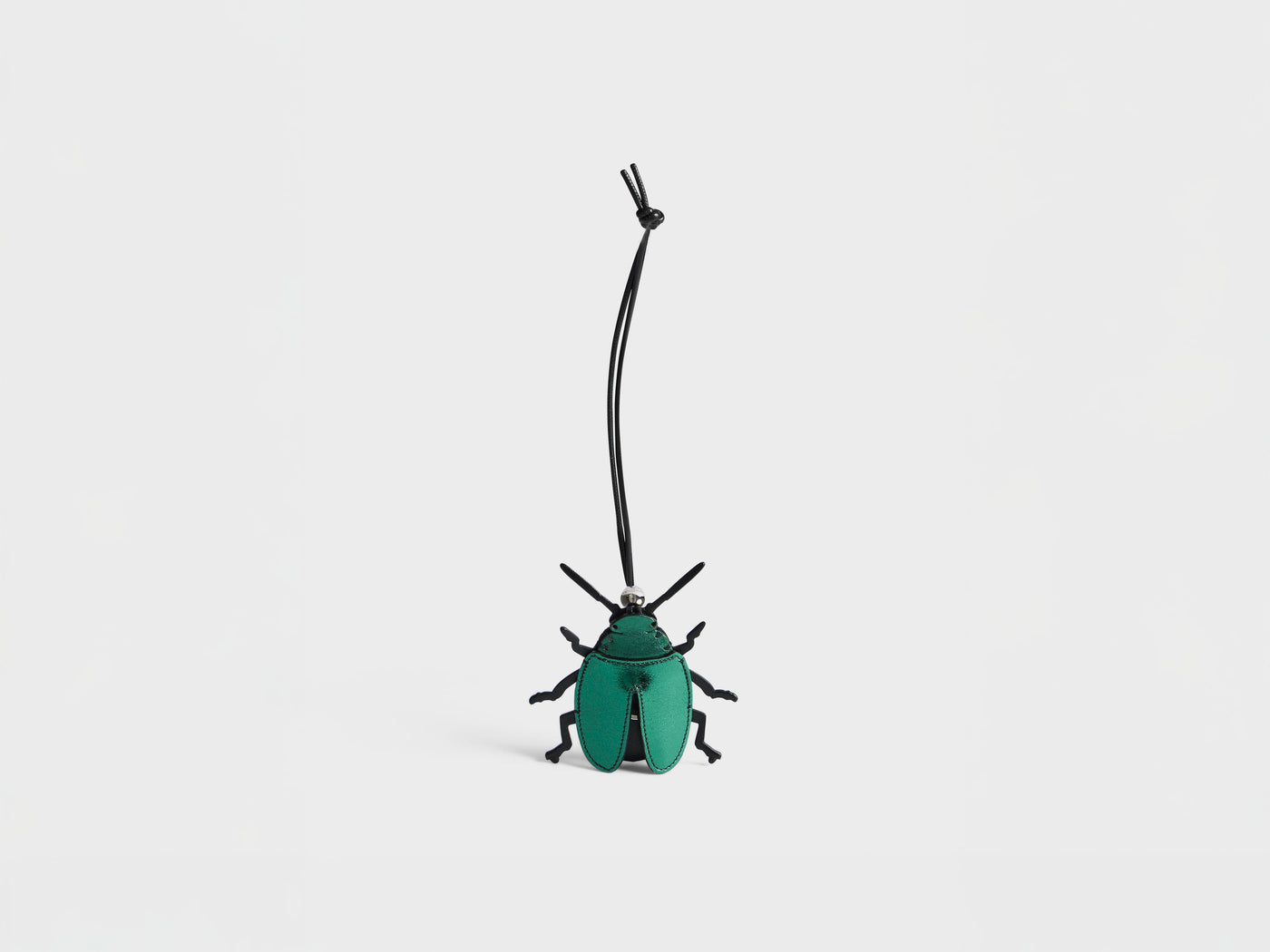 LEATHER BEETLE CHARM IN GREEN & BLACK