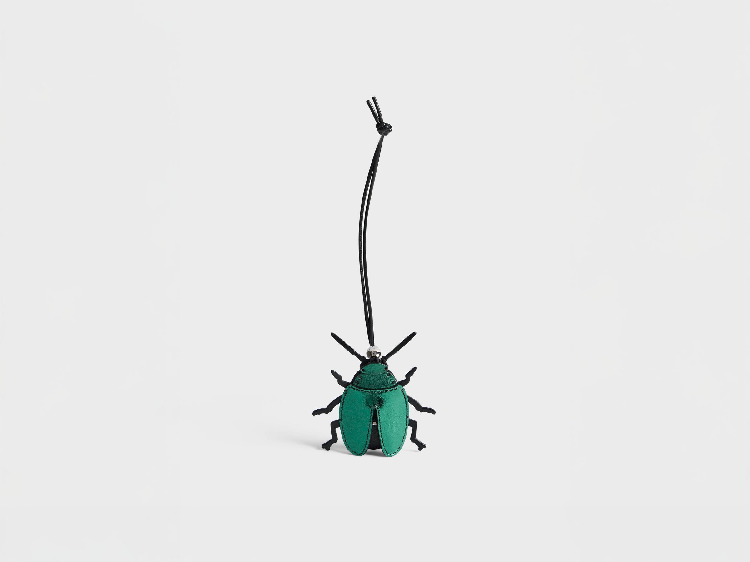 LEATHER BEETLE CHARM IN GREEN & BLACK