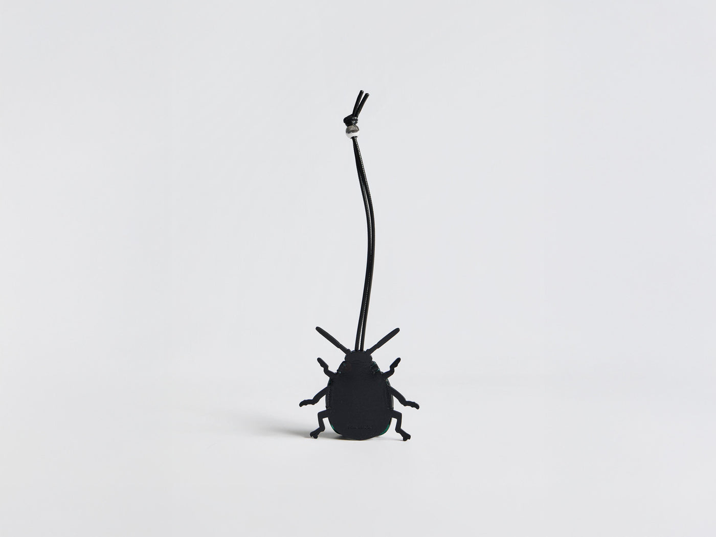 LEATHER BEETLE CHARM IN GREEN & BLACK