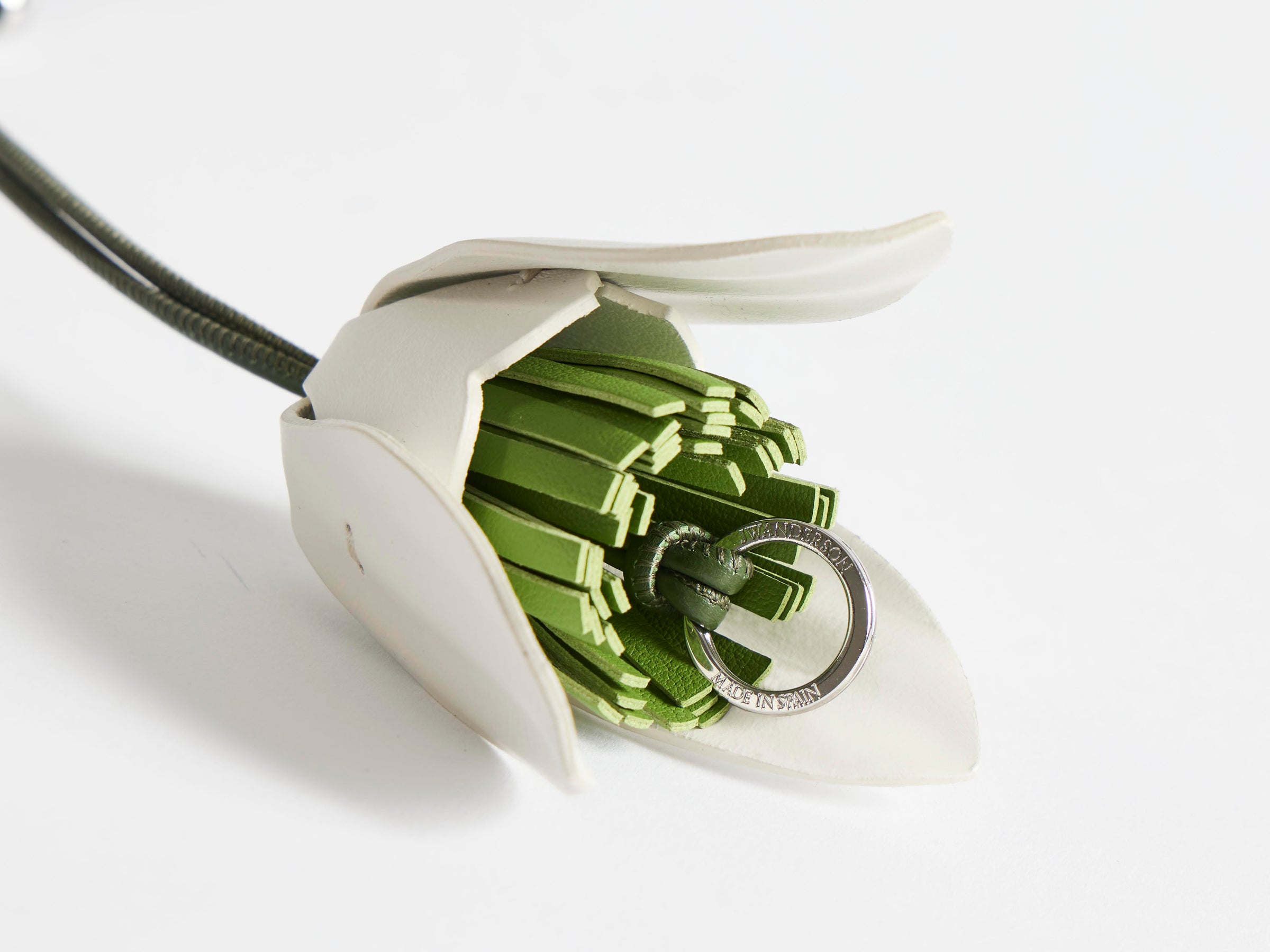 LEATHER SNOWDROP CHARM IN WHITE & GREEN
