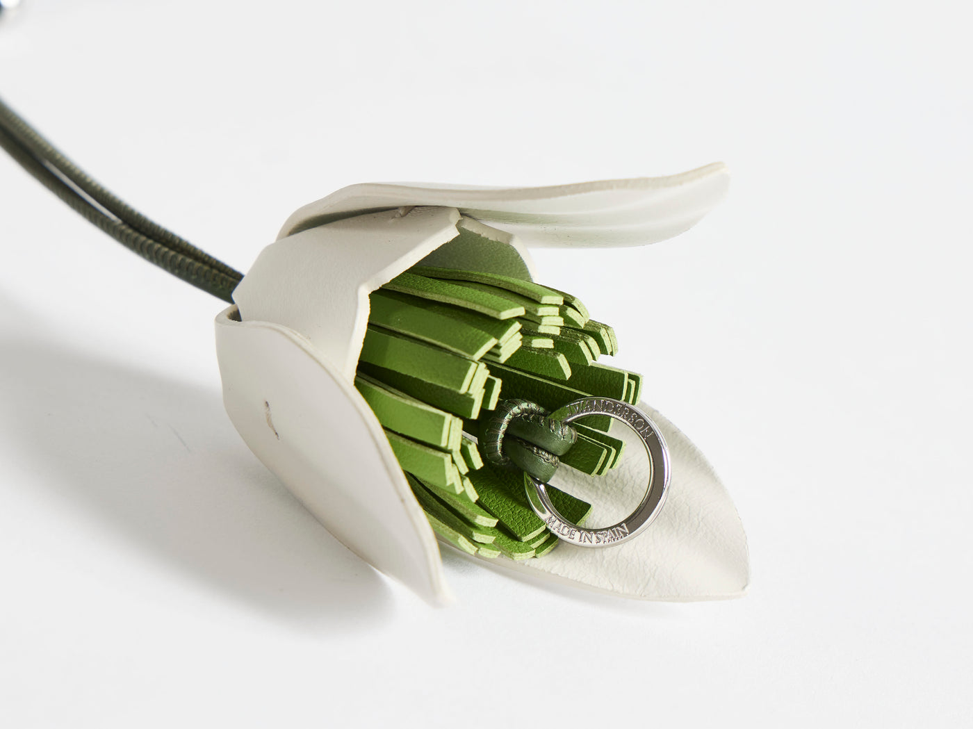 LEATHER SNOWDROP CHARM IN WHITE & GREEN