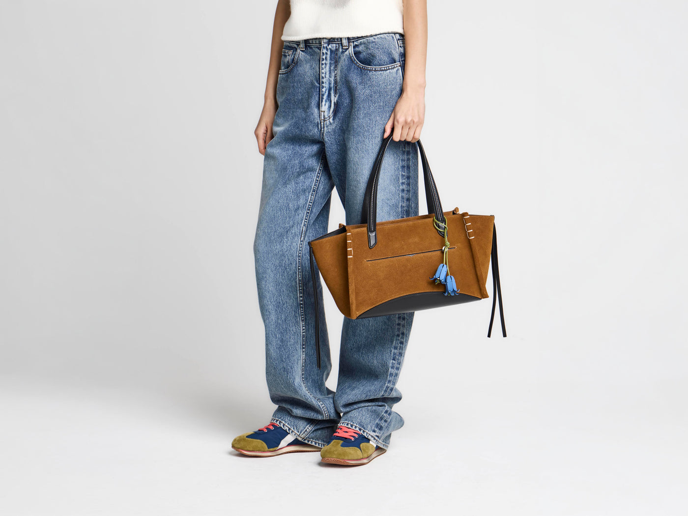 LEATHER BLUEBELL CHARM IN BLUE & GREEN