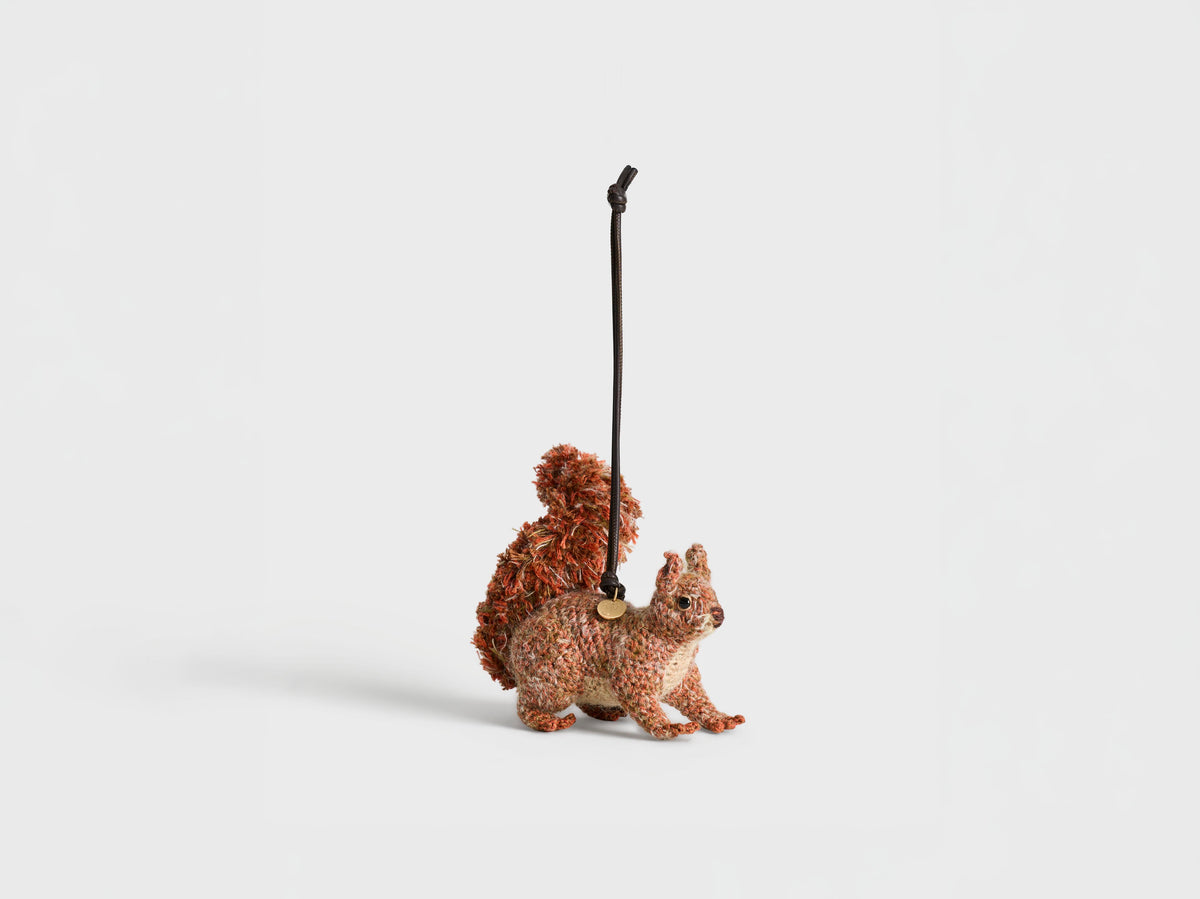HAND-CROCHETED SQUIRREL CHARM IN RED BROWN